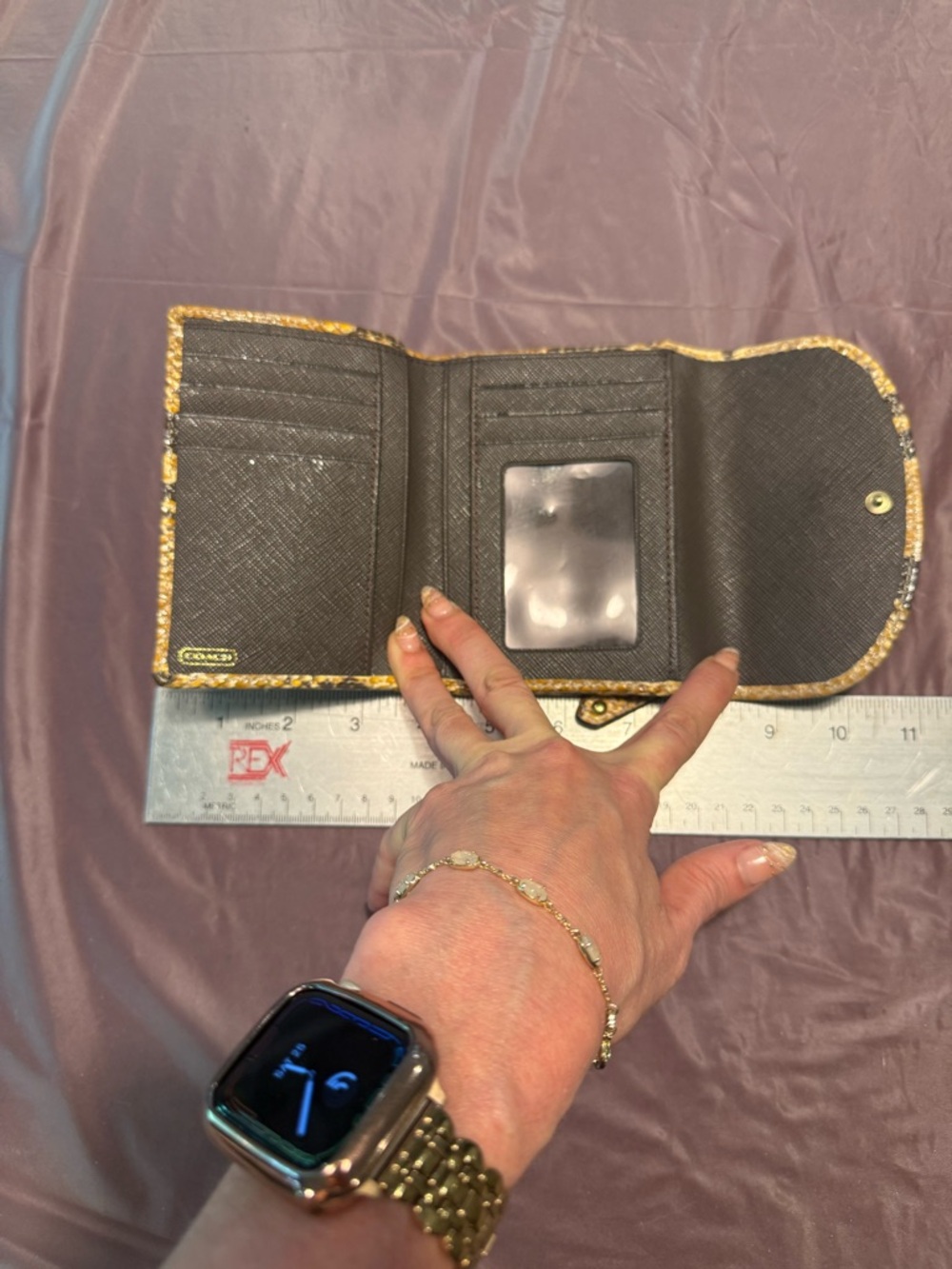 Coach Tan Black Python Snake-Print Signature Wallet - Picture 8 of 9